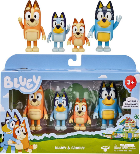 Bluey family figure pack - bluey, 4-figure