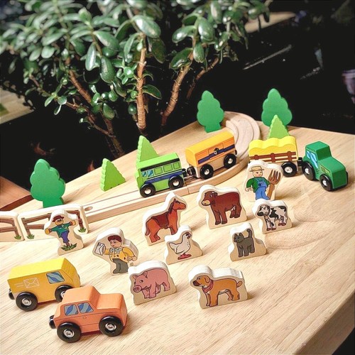 Wooden farm train - set, with